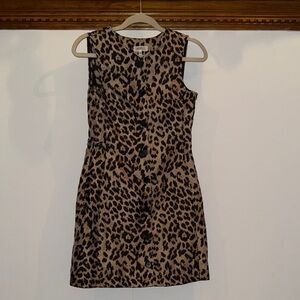 Ghospell Leopard Print Shift Dress - Tan & Black